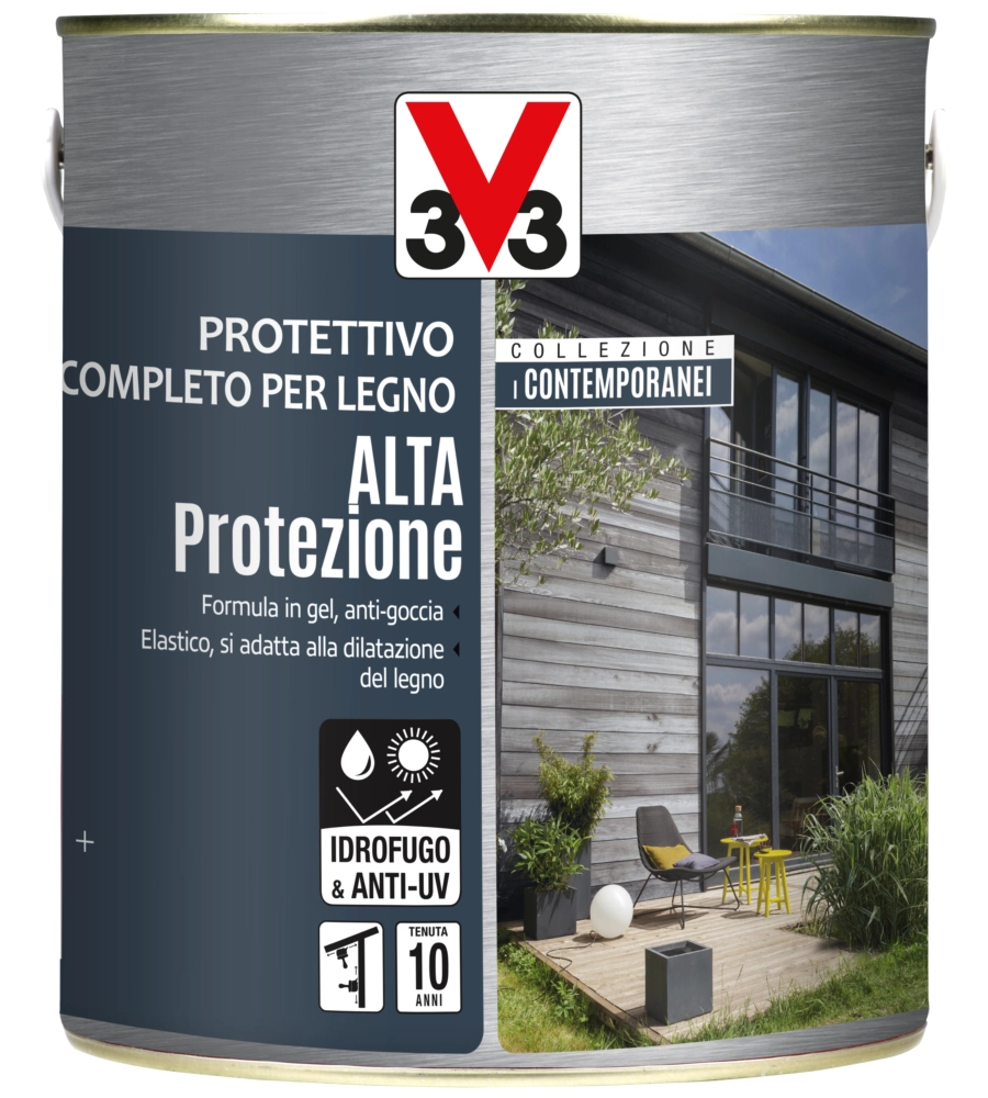 Protettivo completo per legno alta protezione collezione i contemporanei - grigio grafite - 2,5 litri